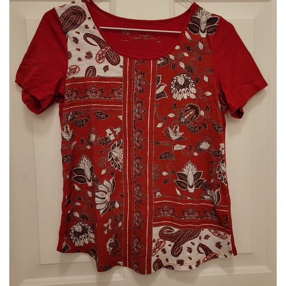 Diane Gilman Tops - dg2 diane gilman xs Red Short Sleeve top Abstract Design. 60% Cotton 40% Modal
